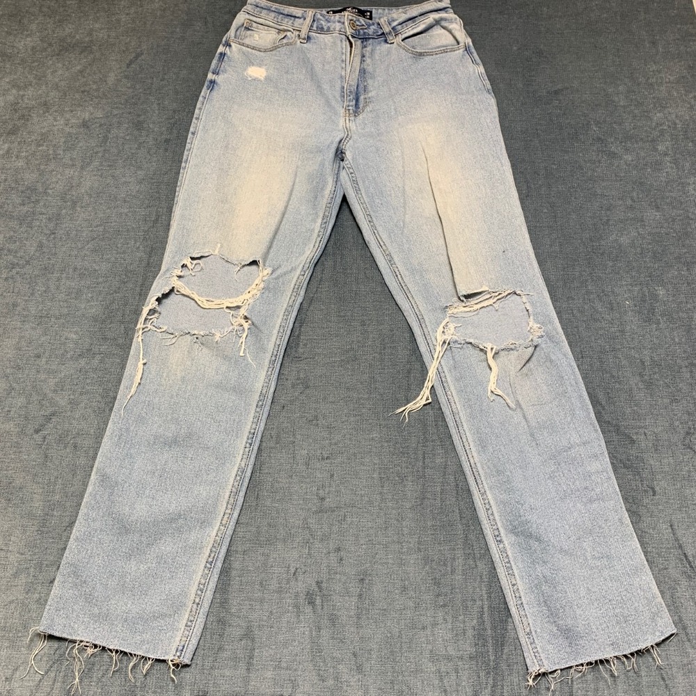 Hollister Mom Jeans Womens 7R 28x31 Blue Distressed Ultra High Rise 90s Vintage